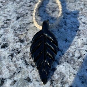 Black Leaf Pendant Necklace
